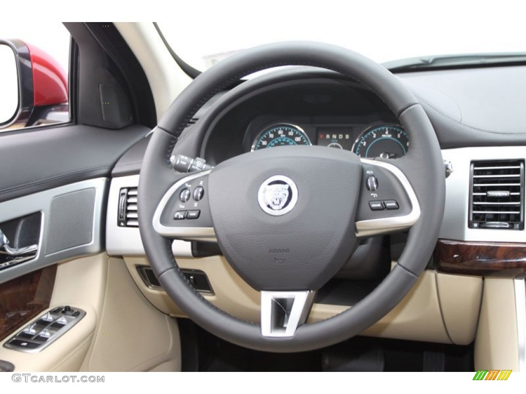 2012 Jaguar XF Standard XF Model Barley/Warm Charcoal Steering Wheel Photo #61689865