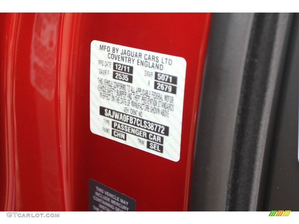 2012 XF Color Code CHN for Claret Red Metallic Photo #61689973