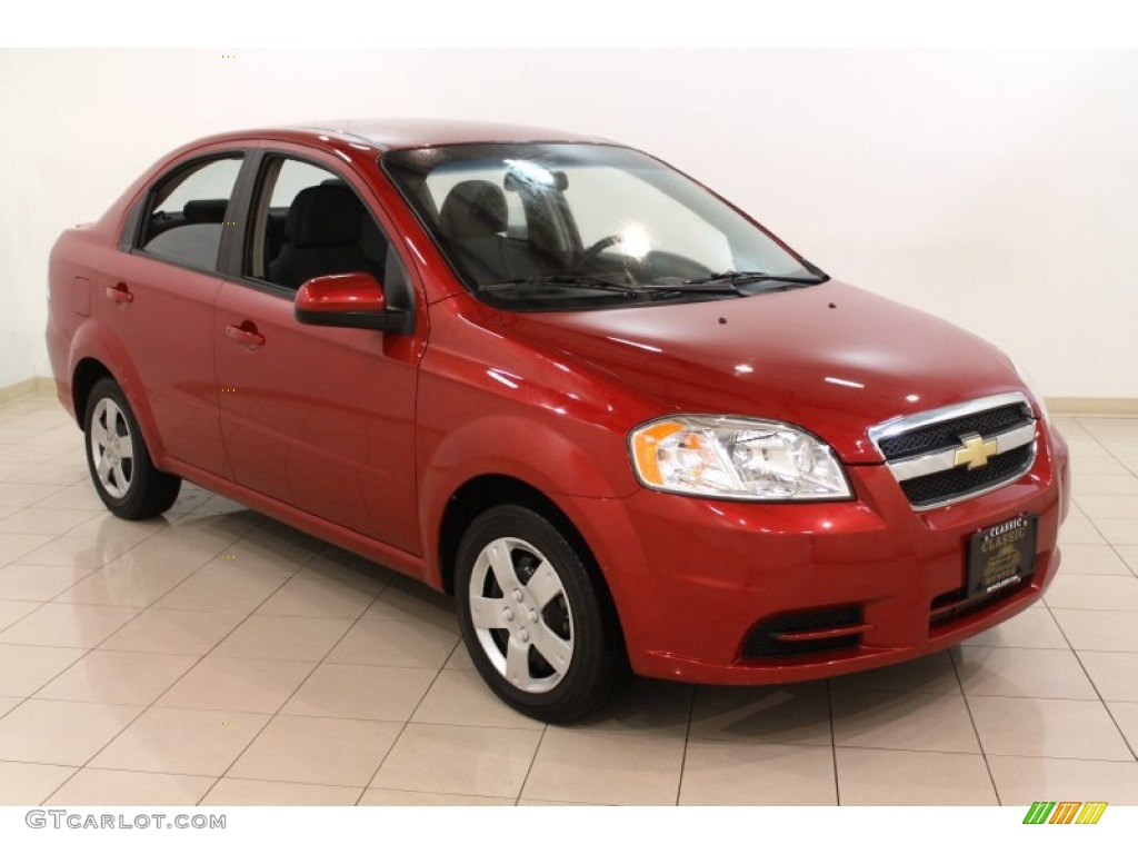 2010 Aveo LT Sedan - Sport Red / Charcoal photo #1