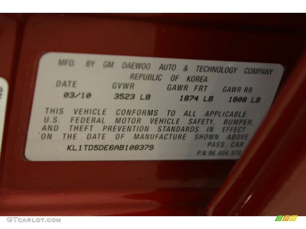 2010 Aveo LT Sedan - Sport Red / Charcoal photo #19