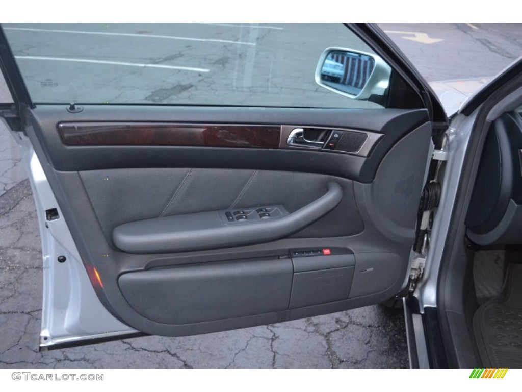 2001 Audi A6 2.7T quattro Sedan Tungsten Grey Door Panel Photo #61703538