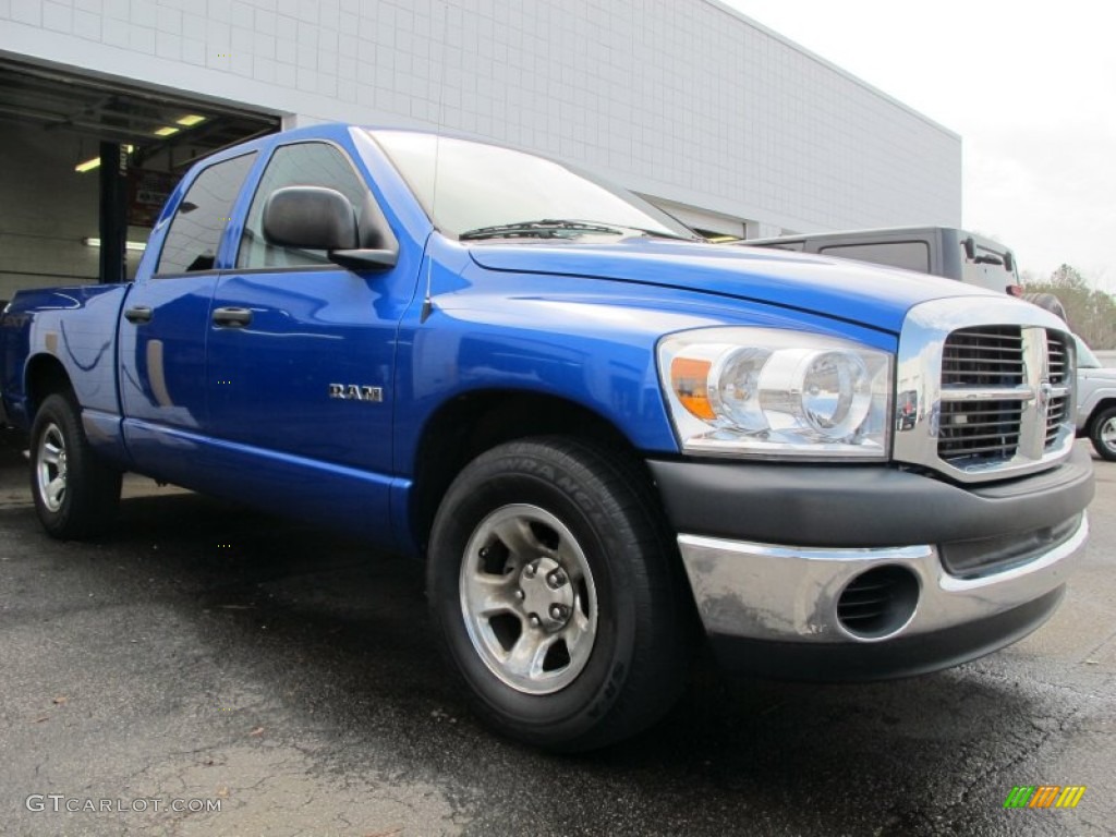 2008 Ram 1500 SXT Quad Cab - Electric Blue Pearl / Medium Slate Gray photo #2