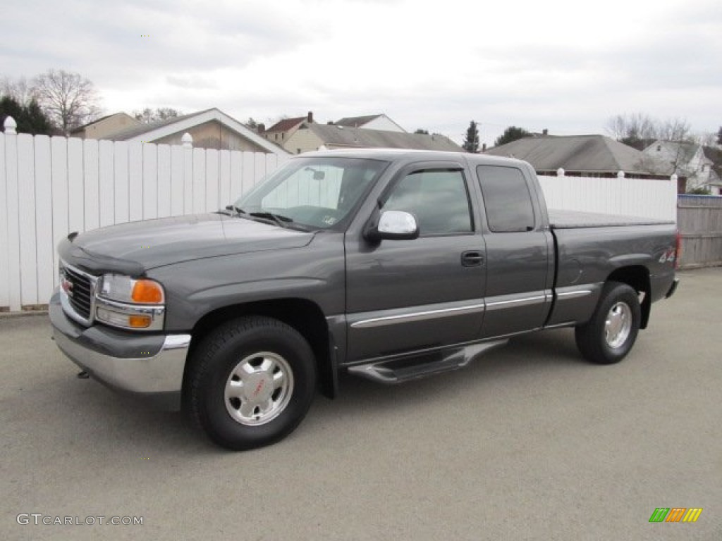 2001 Sierra 1500 SLE Extended Cab 4x4 - Storm Gray Metallic / Graphite photo #1
