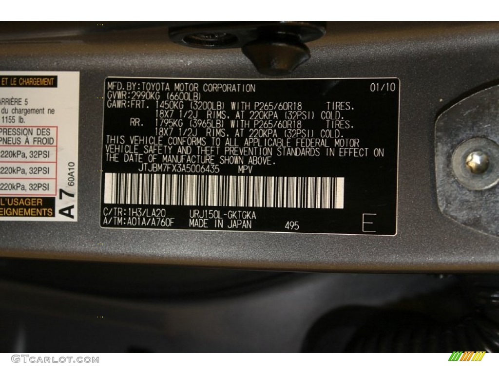 2010 GX Color Code 1H3 for Knights Armor Pearl Photo #61710191