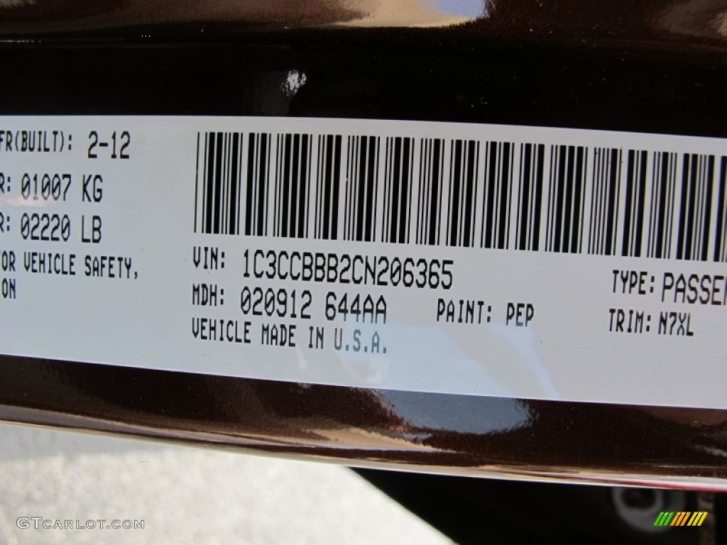 2012 200 Color Code PEP for Deep Auburn Pearl Photo #61711371