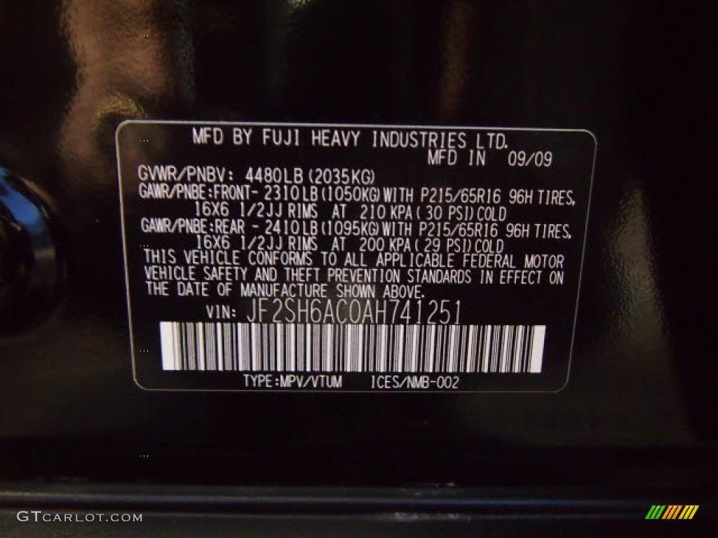 2010 Forester 2.5 X - Obsidian Black Pearl / Black photo #18