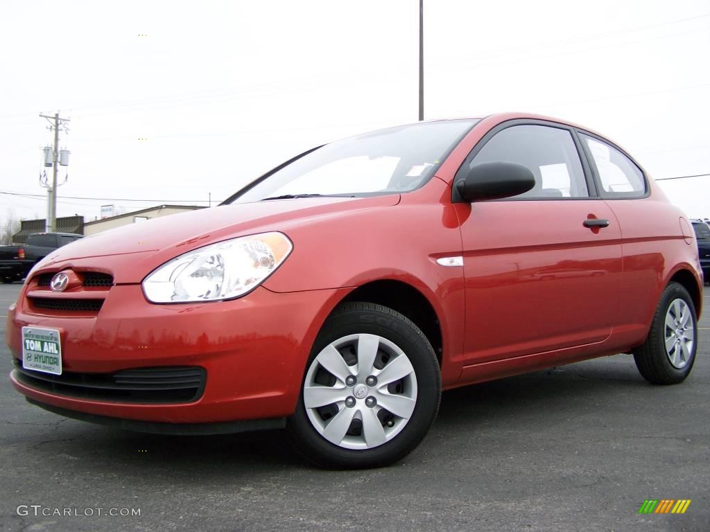 2008 Accent GS Coupe - Tango Red / Black photo #1