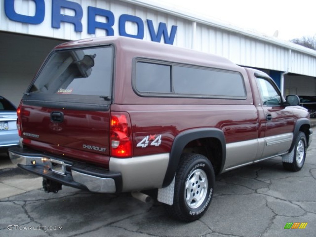 2003 Silverado 1500 LS Regular Cab 4x4 - Dark Carmine Red Metallic / Dark Charcoal photo #8