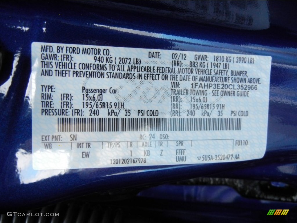 2012 Focus S Sedan - Sonic Blue Metallic / Charcoal Black photo #13