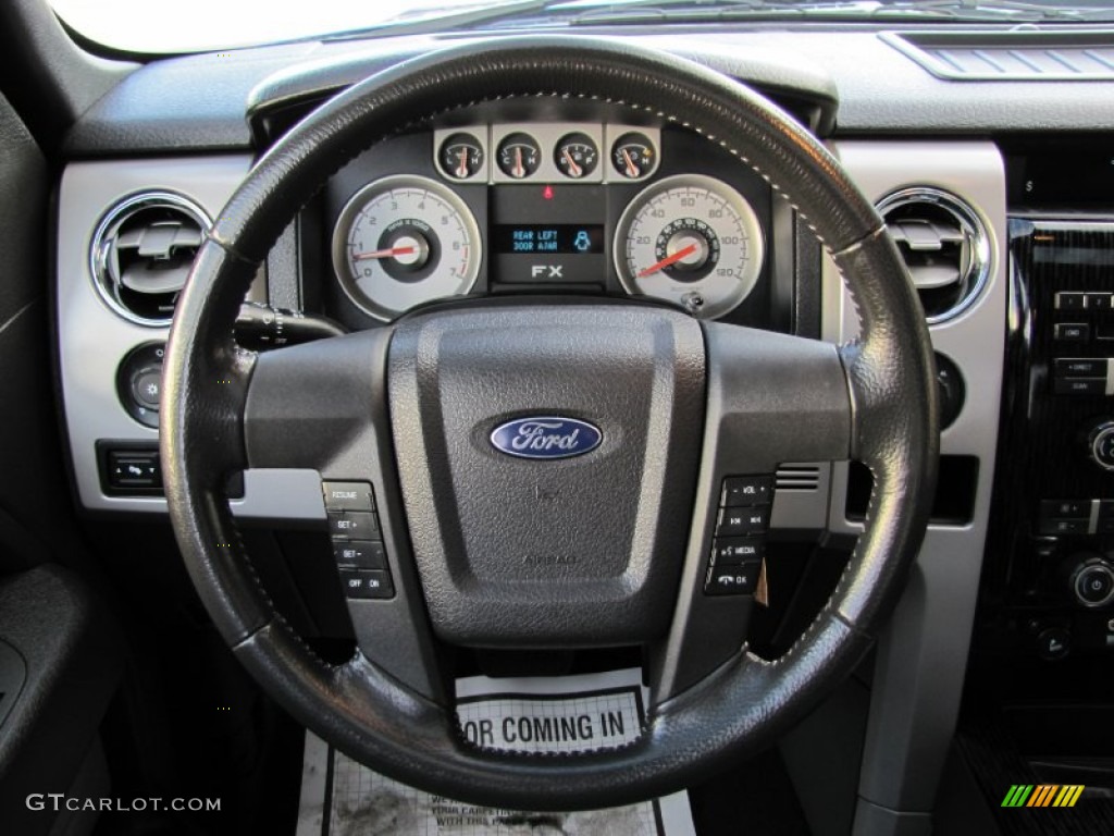 2010 Ford F150 FX4 SuperCab 4x4 Black Steering Wheel Photo #61718700