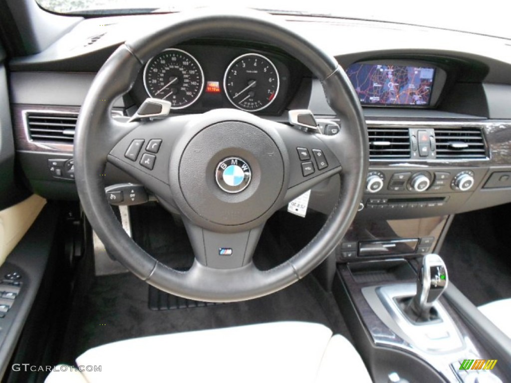 2010 BMW 5 Series 535i Sedan Cream Beige Steering Wheel Photo #61719750