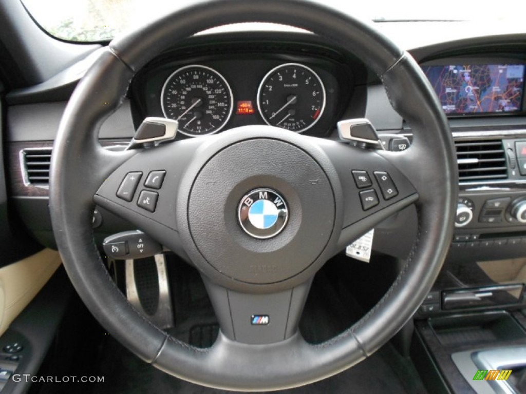 2010 BMW 5 Series 535i Sedan Cream Beige Steering Wheel Photo #61719924