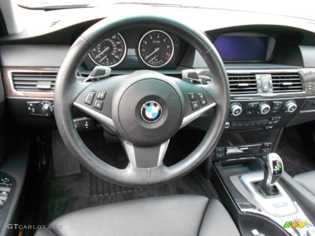 2009 BMW 5 Series 535i Sedan Black Steering Wheel Photo #61720293