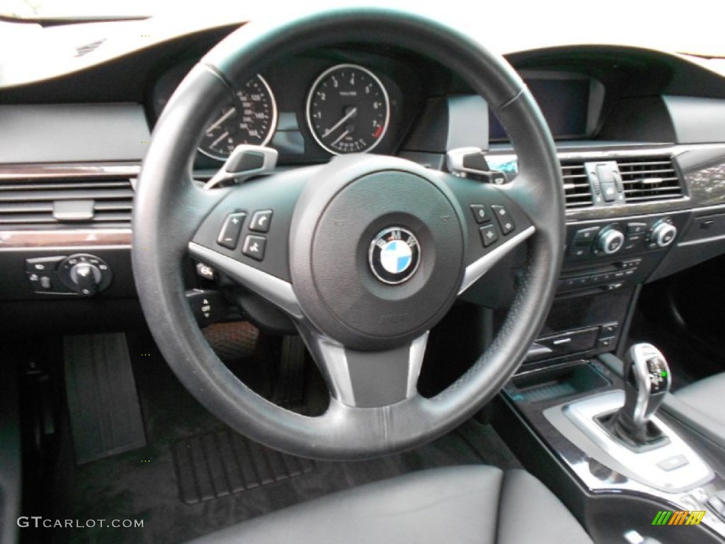 2009 BMW 5 Series 535i Sedan Black Steering Wheel Photo #61720361