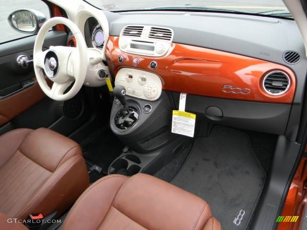 2012 Fiat 500 Lounge Pelle Marrone/Avorio (Brown/Ivory) Dashboard Photo #61720827