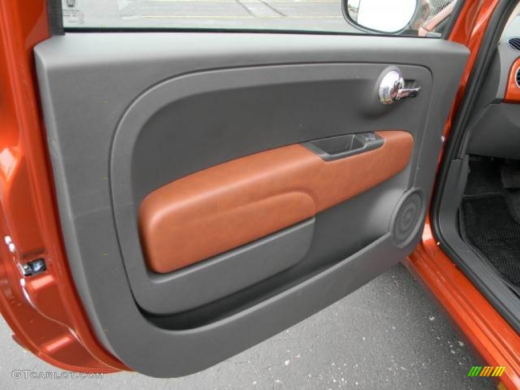 2012 Fiat 500 Lounge Pelle Marrone/Avorio (Brown/Ivory) Door Panel Photo #61720854
