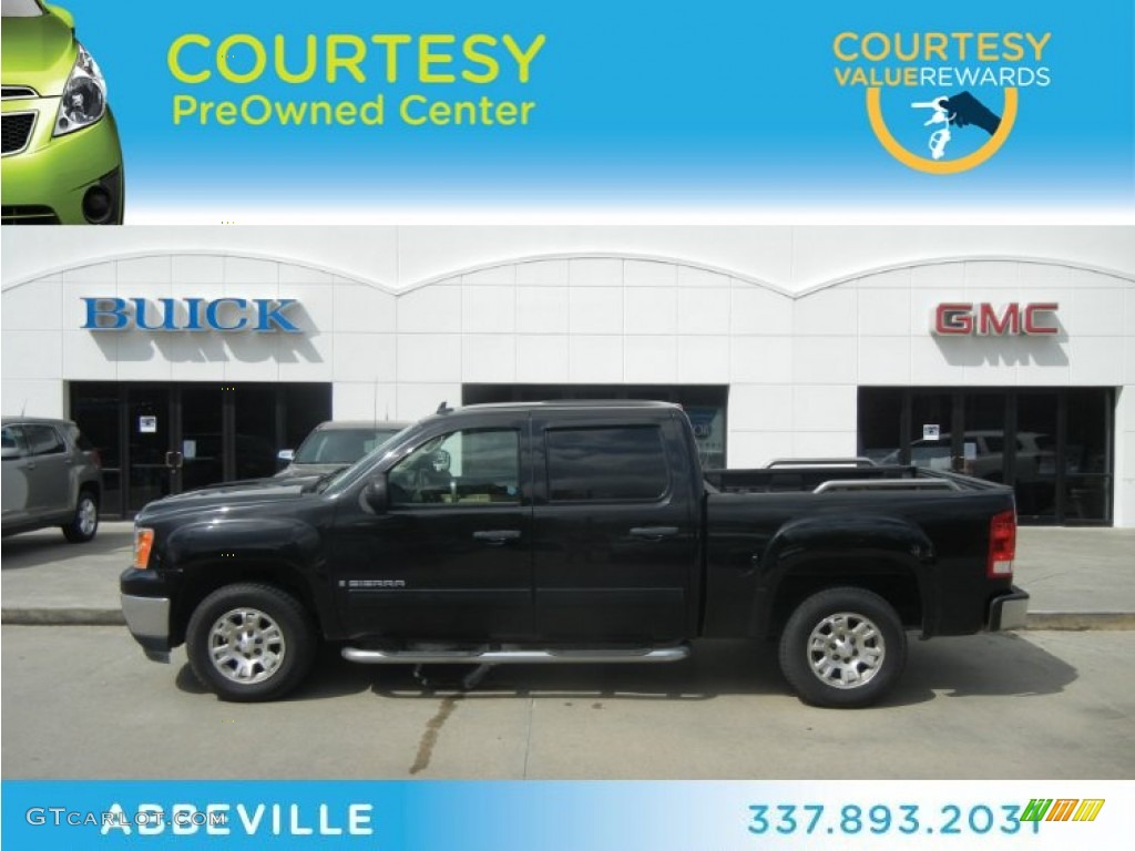 2008 Sierra 1500 SLE Crew Cab - Onyx Black / Light Cashmere photo #1