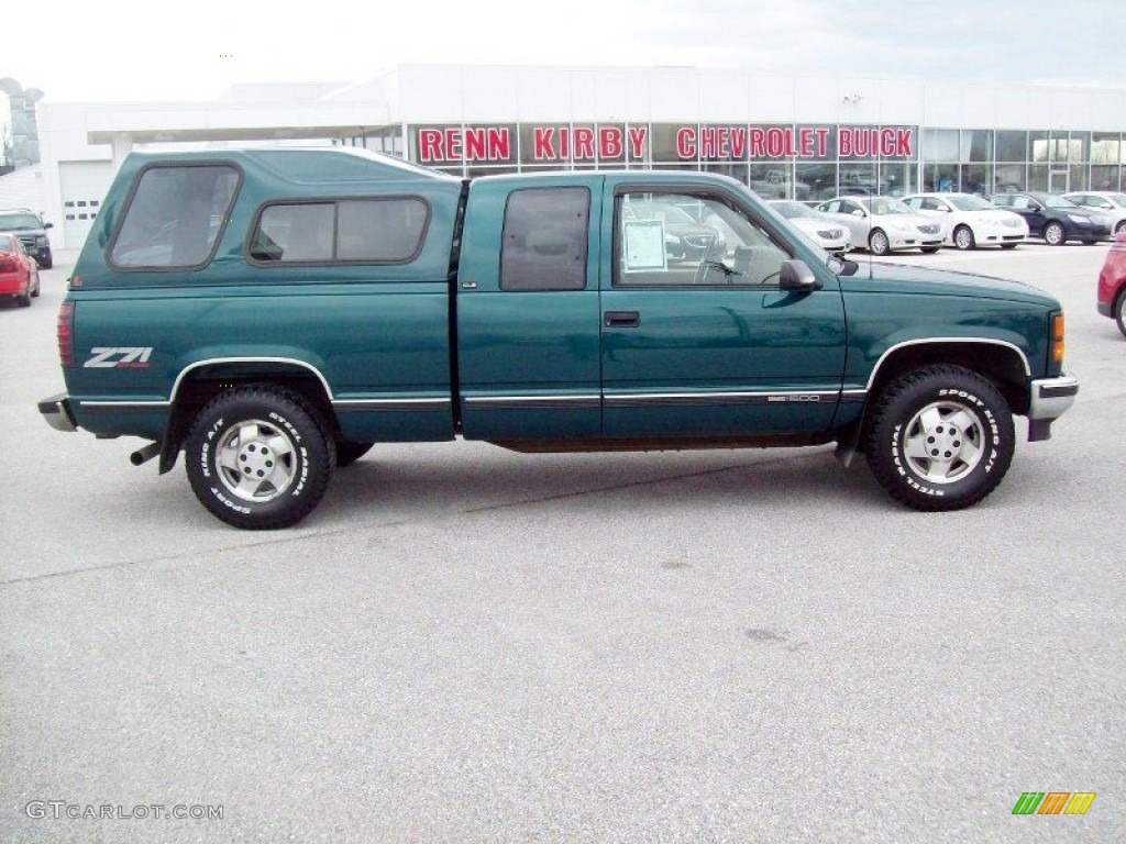 1995 Sierra 1500 SLE Extended Cab 4x4 - Forest Green Metallic / Beige photo #3