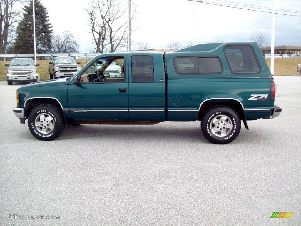 1995 Sierra 1500 SLE Extended Cab 4x4 - Forest Green Metallic / Beige photo #12