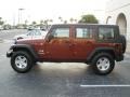 2007 Red Rock Crystal Pearl Jeep Wrangler Unlimited X 4x4  photo #2