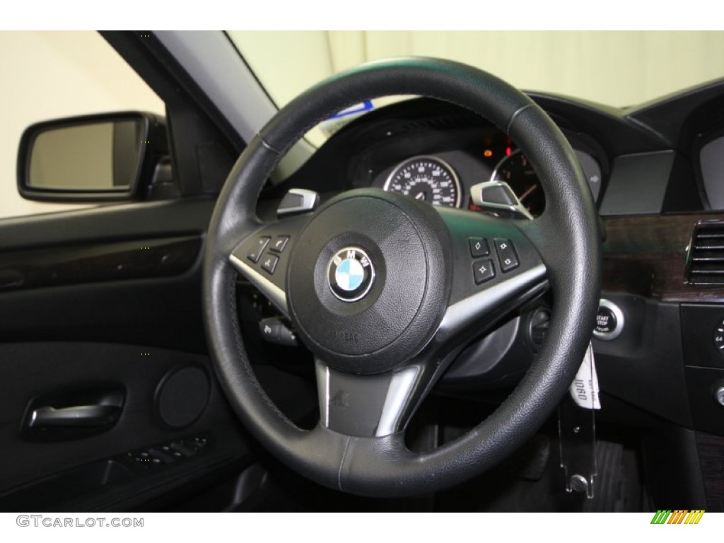 2009 BMW 5 Series 550i Sedan Black Steering Wheel Photo #61728636