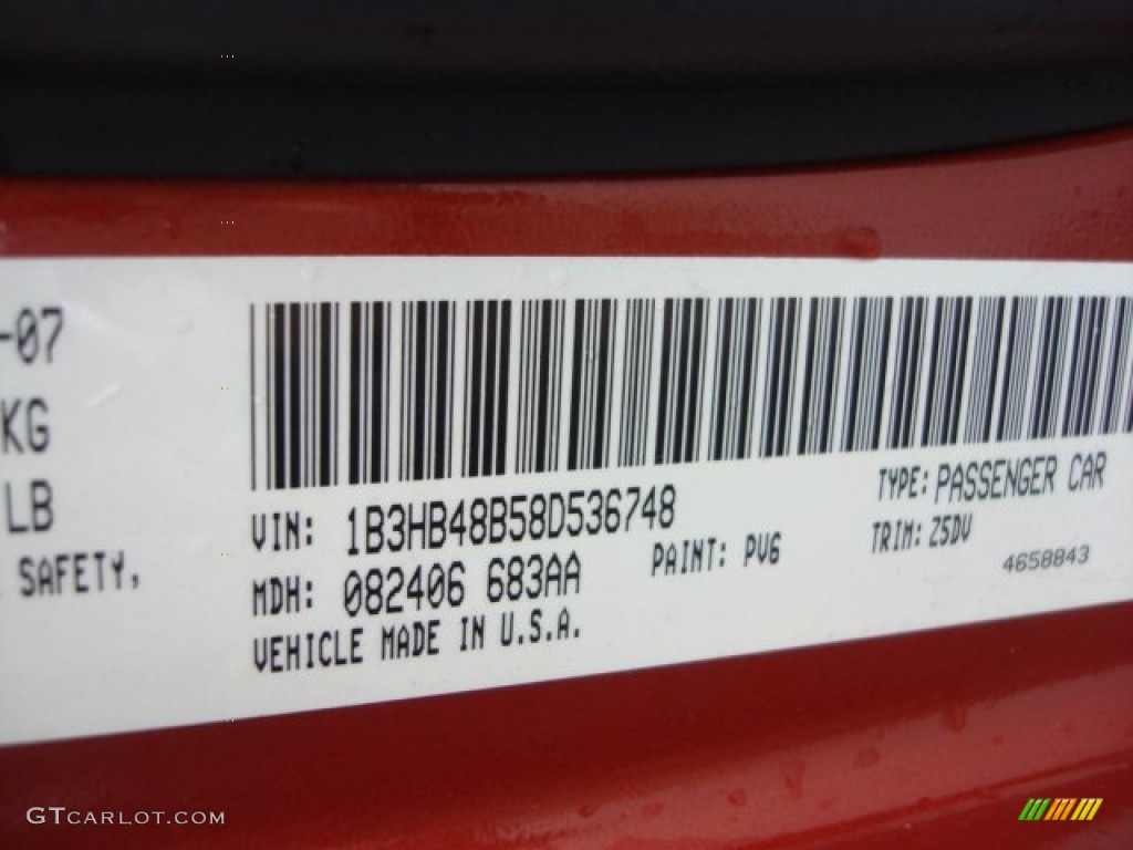 2008 Caliber Color Code PV6 for Sunburst Orange Pearl Photo #61730154