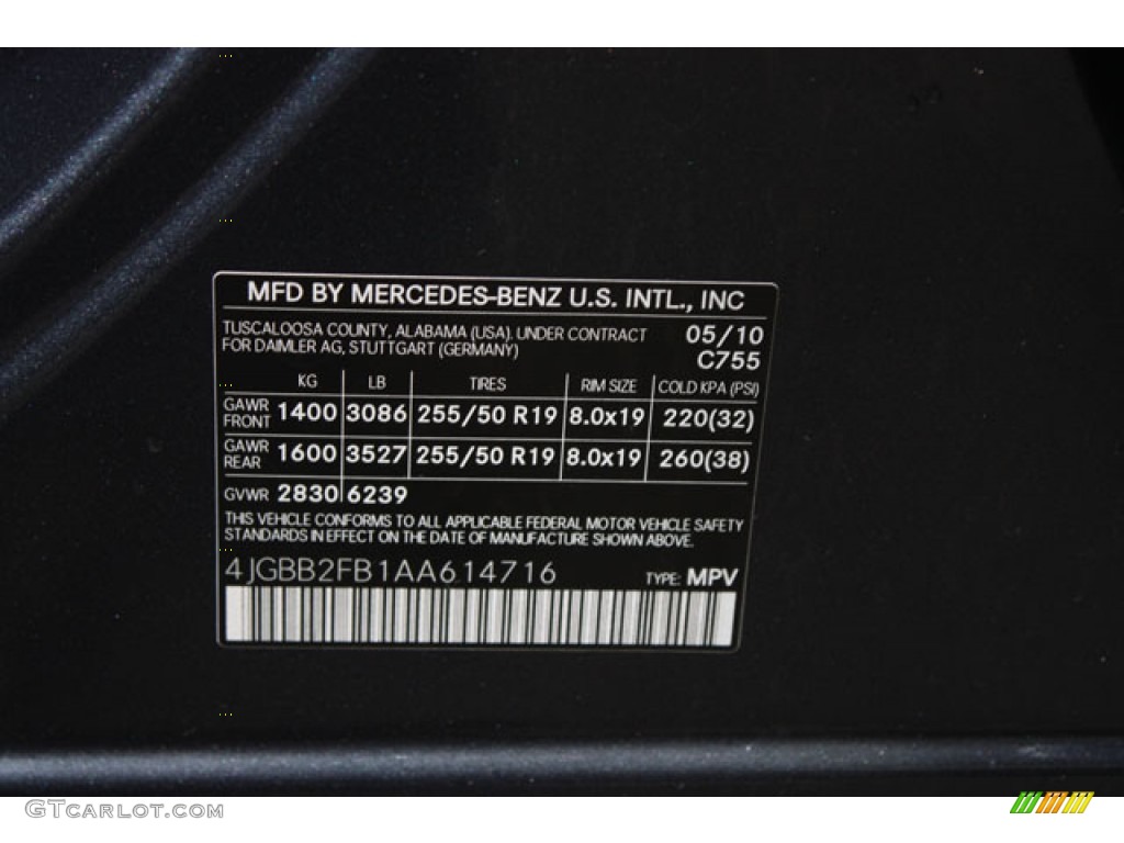 2010 ML Color Code 755 for Steel Grey Metallic Photo #61740793