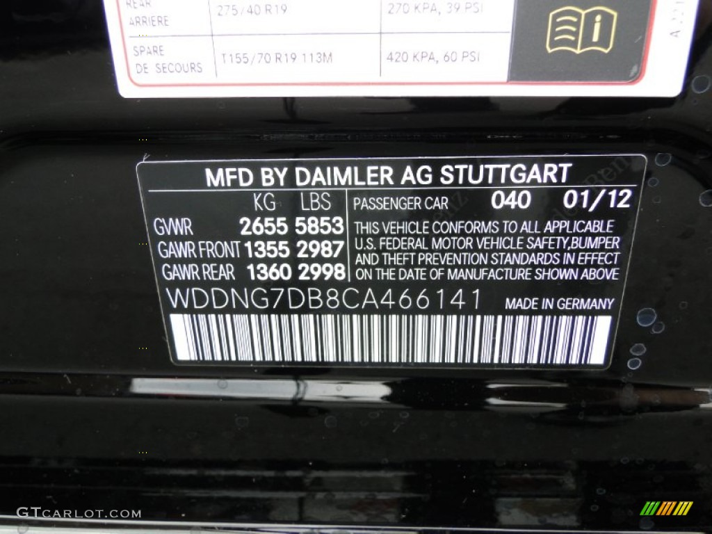 2012 S Color Code 040 for Black Photo #61743034