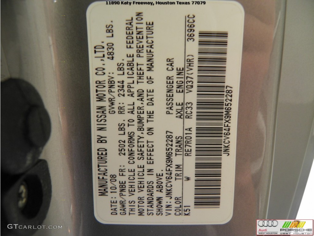 2009 G Color Code K51 for Platinum Graphite Photo #61743808