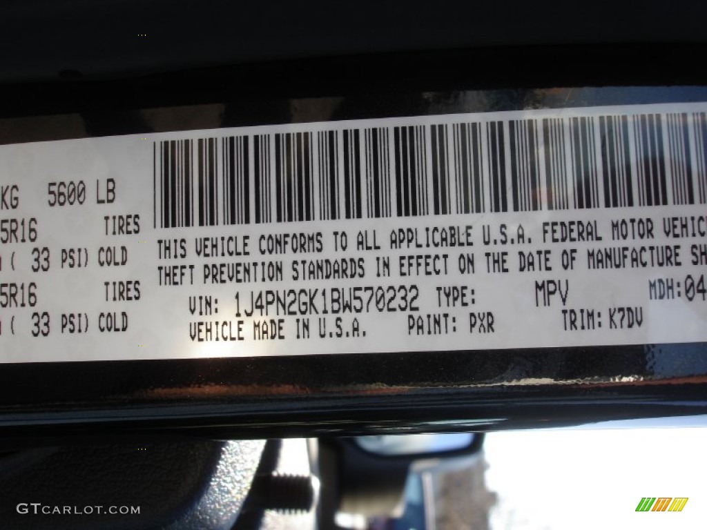 2011 Liberty Color Code PXR for Brilliant Black Crystal Pearl Photo #61744172