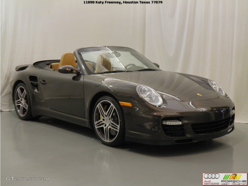 2008 911 Turbo Cabriolet - Macadamia Metallic / Black/Sand Beige photo #3