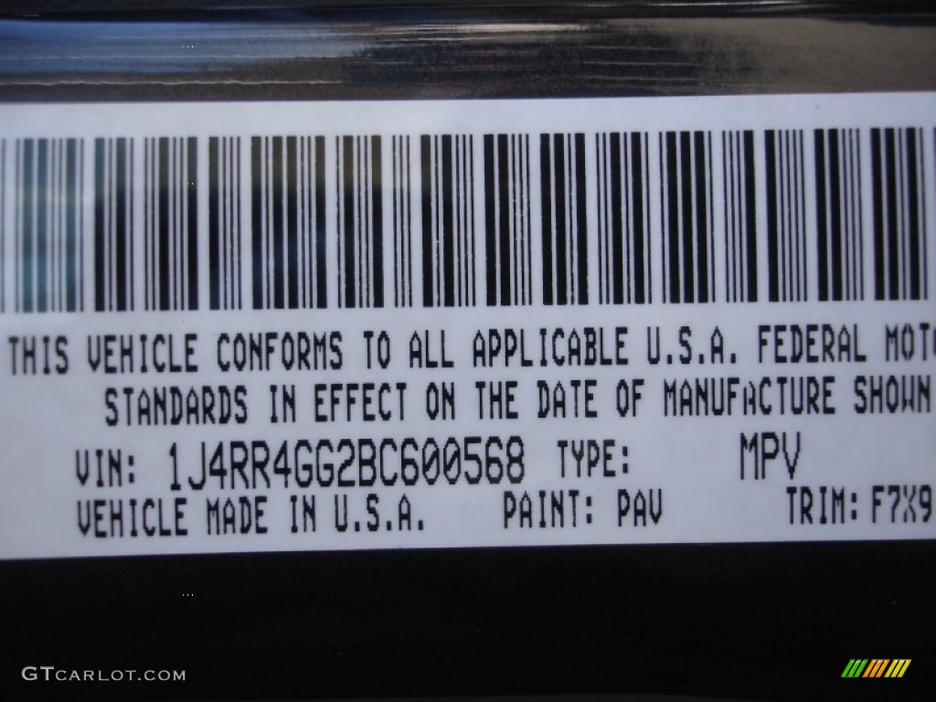 2011 Grand Cherokee Color Code PAV for Dark Charcoal Pearl Photo #61744982