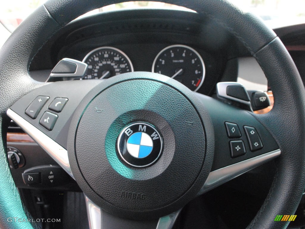 2008 BMW 5 Series 550i Sedan Black Steering Wheel Photo #61745176