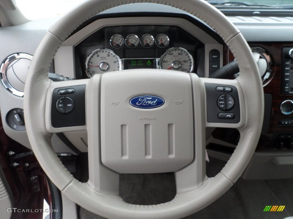 2010 Ford F350 Super Duty Lariat Crew Cab 4x4 Dually Medium Stone Steering Wheel Photo #61747733