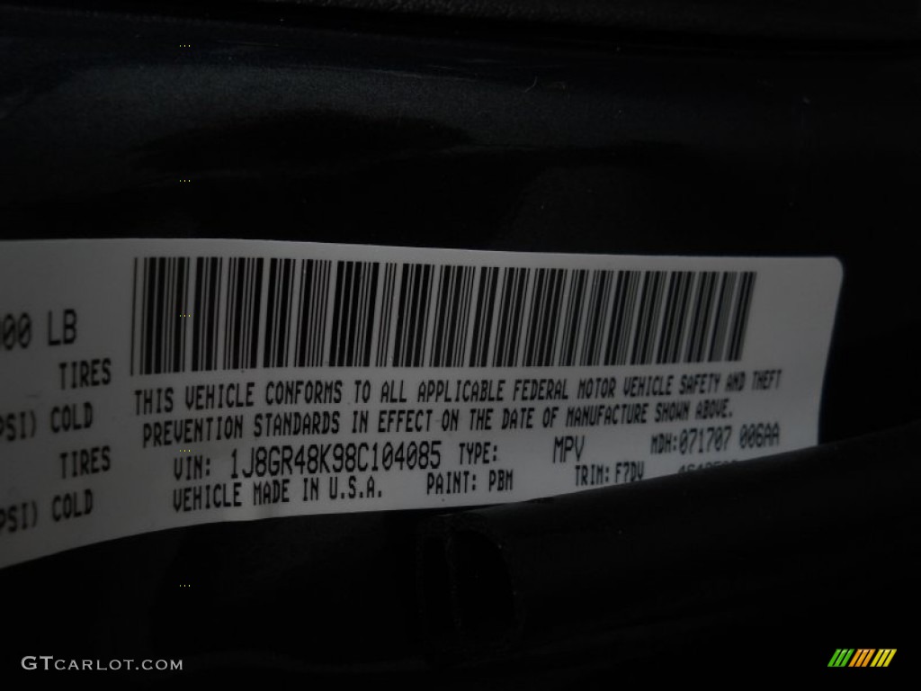 2008 Grand Cherokee Color Code PBM for Steel Blue Metallic Photo #61747990