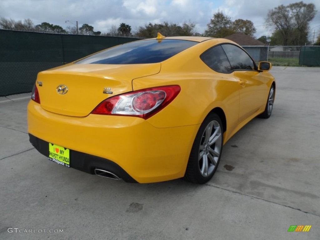 2012 Genesis Coupe 3.8 R-Spec - Interlagos Yellow / Black Leather/Red Cloth photo #3