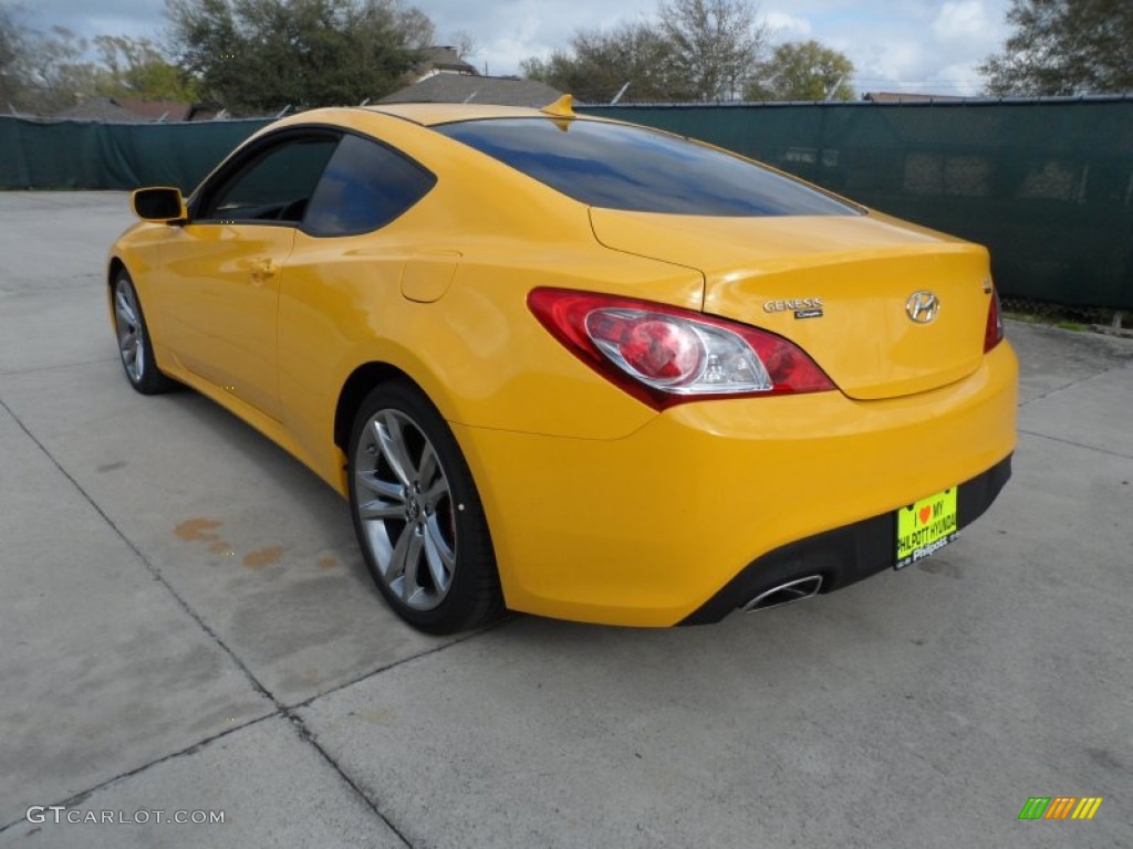 2012 Genesis Coupe 3.8 R-Spec - Interlagos Yellow / Black Leather/Red Cloth photo #5