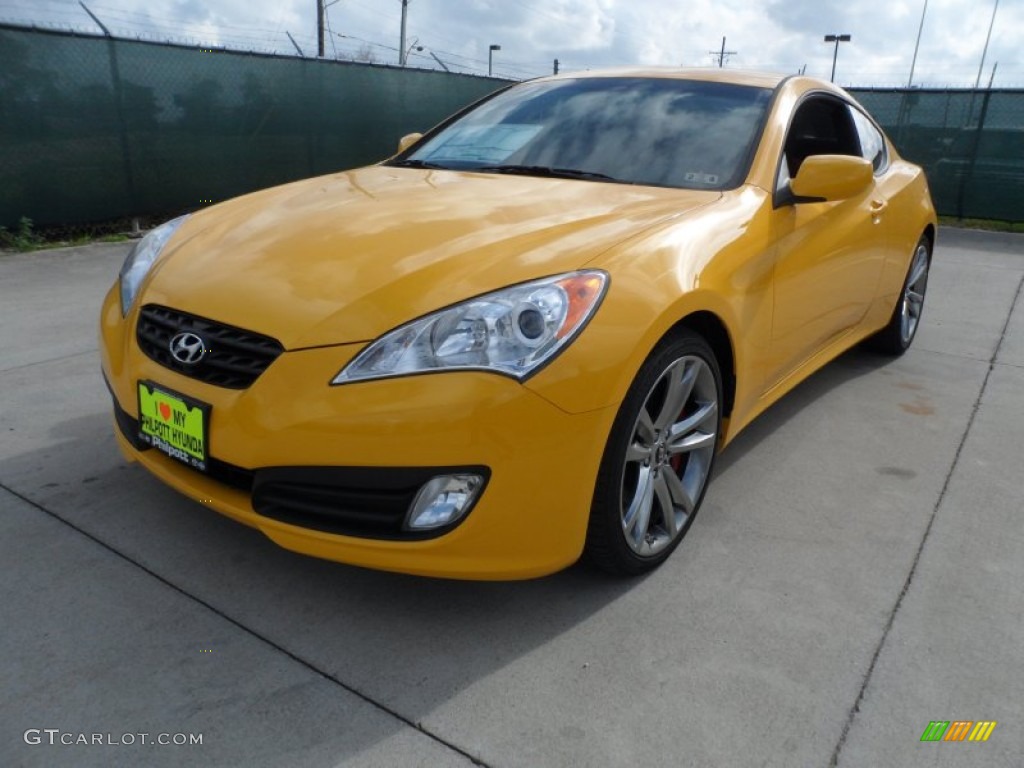 2012 Genesis Coupe 3.8 R-Spec - Interlagos Yellow / Black Leather/Red Cloth photo #7
