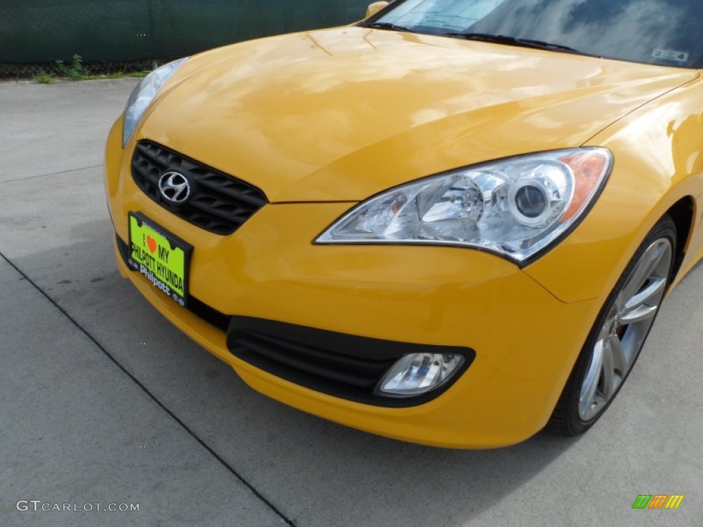 2012 Genesis Coupe 3.8 R-Spec - Interlagos Yellow / Black Leather/Red Cloth photo #10