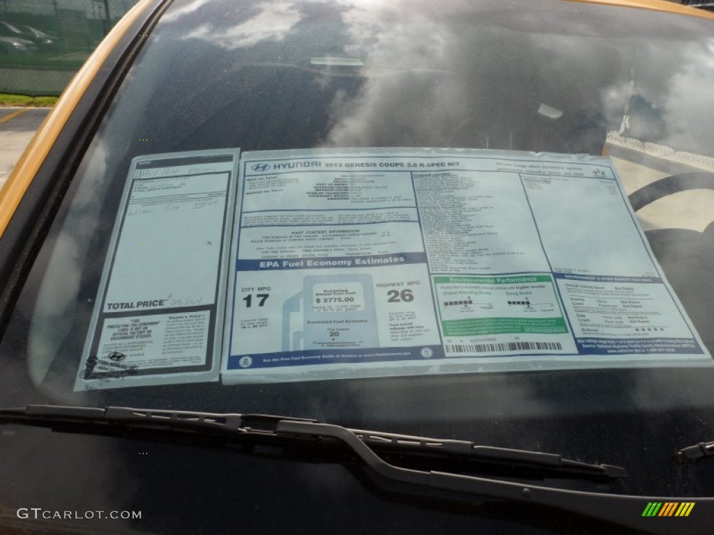 2012 Hyundai Genesis Coupe 3.8 R-Spec Window Sticker Photo #61751993