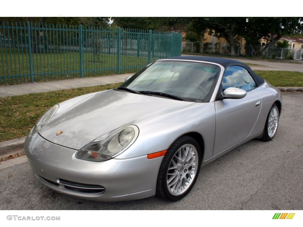 1999 911 Carrera Cabriolet - Arctic Silver Metallic / Metropol Blue photo #1