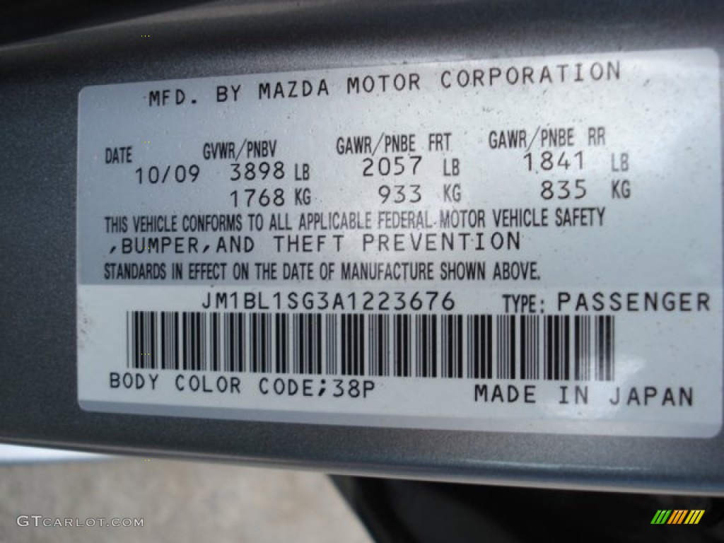 2010 MAZDA3 Color Code 38P for Liquid Silver Metallic Photo #61756205