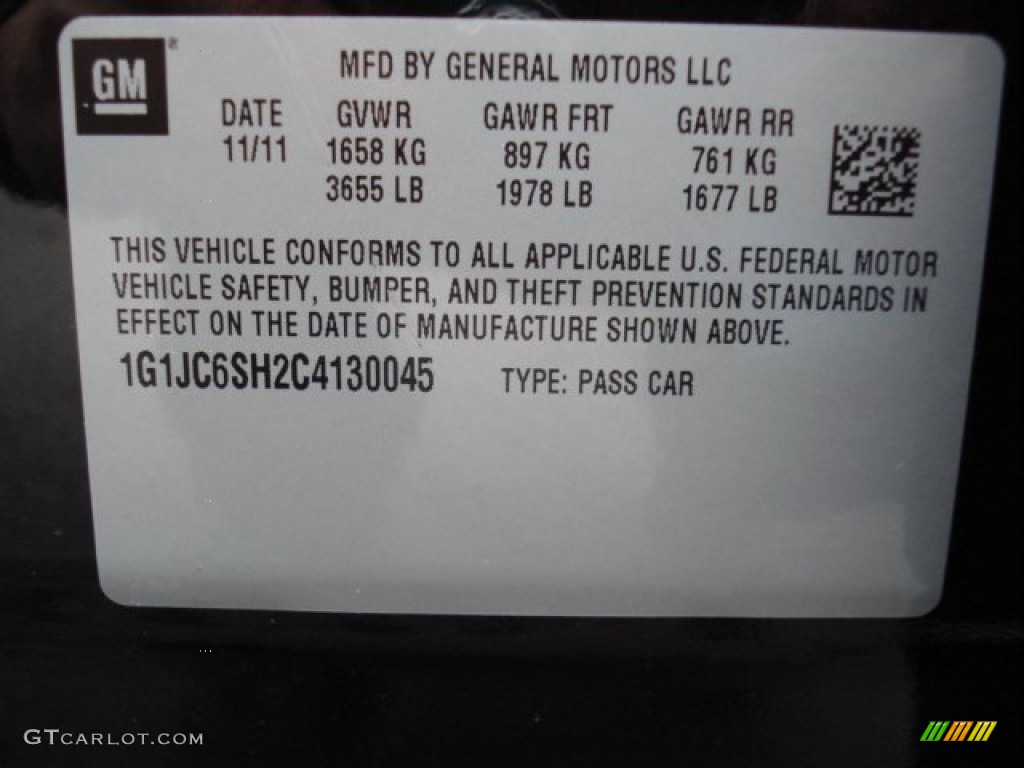 2012 Sonic LT Hatch - Black / Jet Black/Dark Titanium photo #20