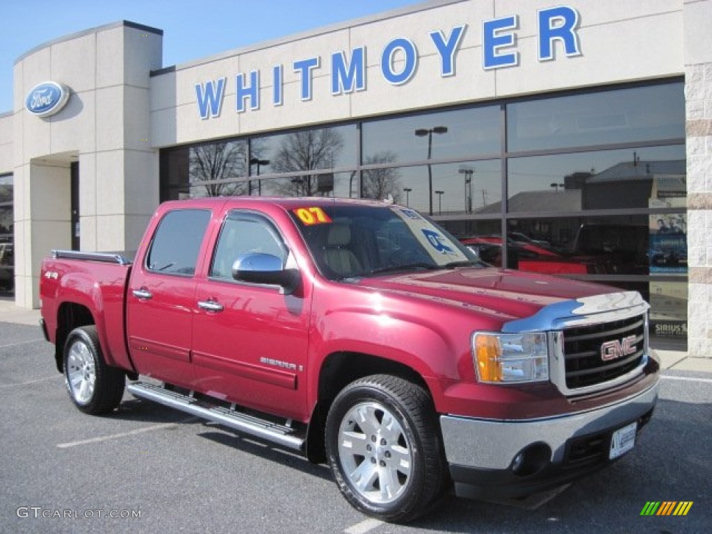 2007 Sierra 1500 SLE Crew Cab 4x4 - Sport Dark Red Metallic / Very Dark Cashmere/Light Cashmere photo #1