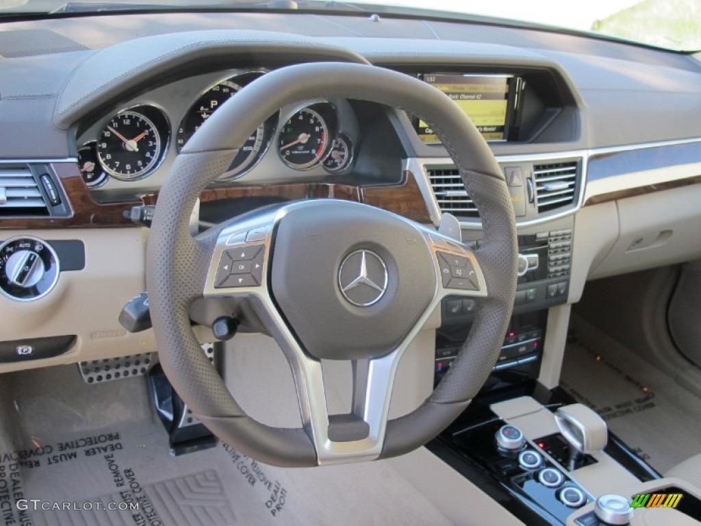 2012 E 63 AMG Wagon - Diamond White Metallic / Almond/Black photo #8