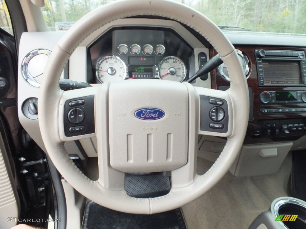 2008 Ford F250 Super Duty FX4 Crew Cab 4x4 Camel Steering Wheel Photo #61763708