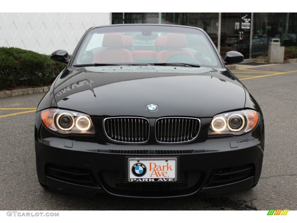 2008 1 Series 135i Convertible - Black Sapphire Metallic / Coral Red photo #2