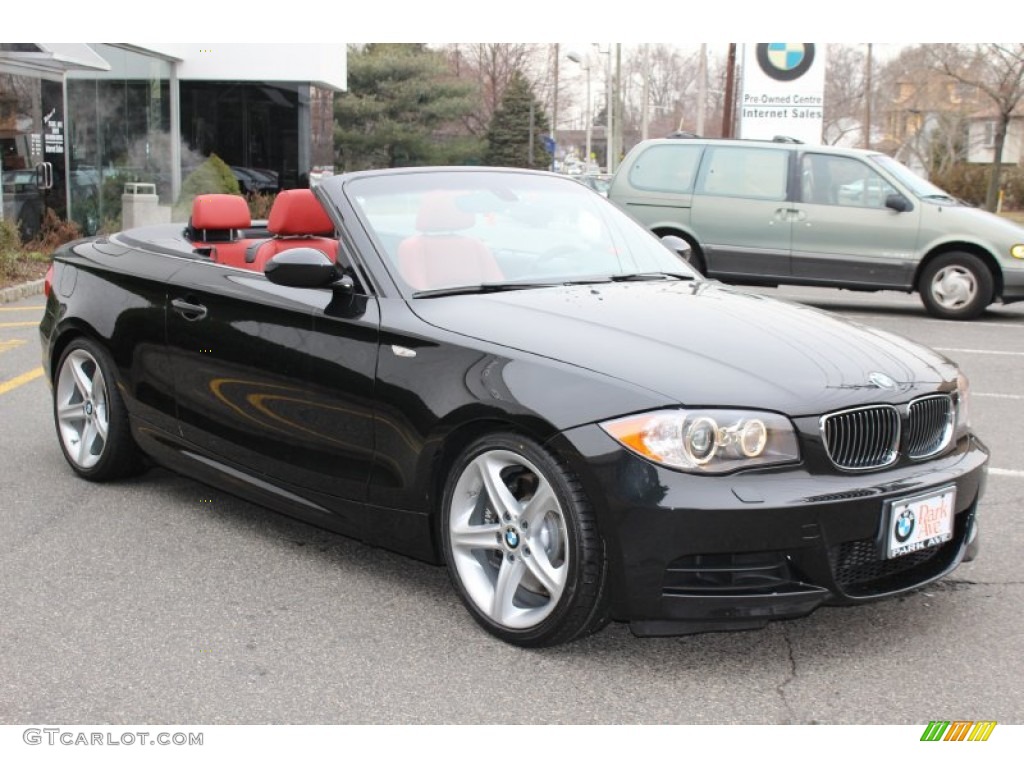 2008 1 Series 135i Convertible - Black Sapphire Metallic / Coral Red photo #3