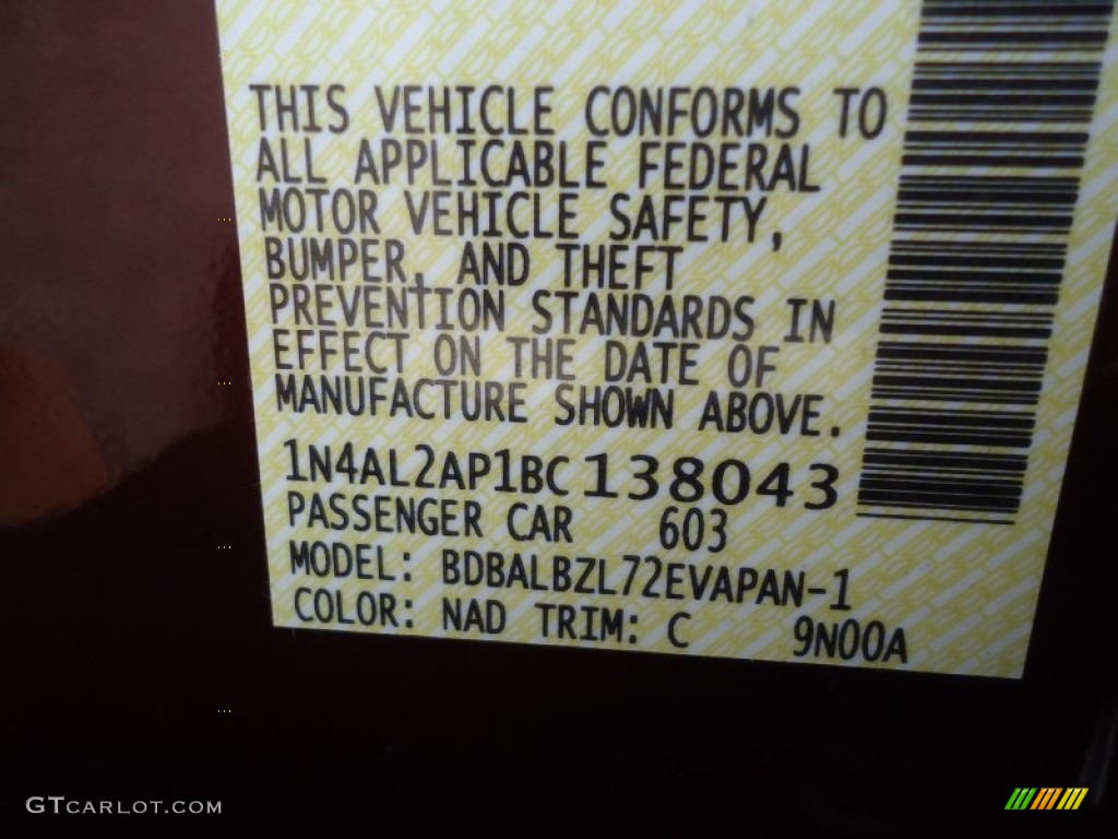 2011 Altima Color Code NAD for Tuscan Sun Photo #61765945