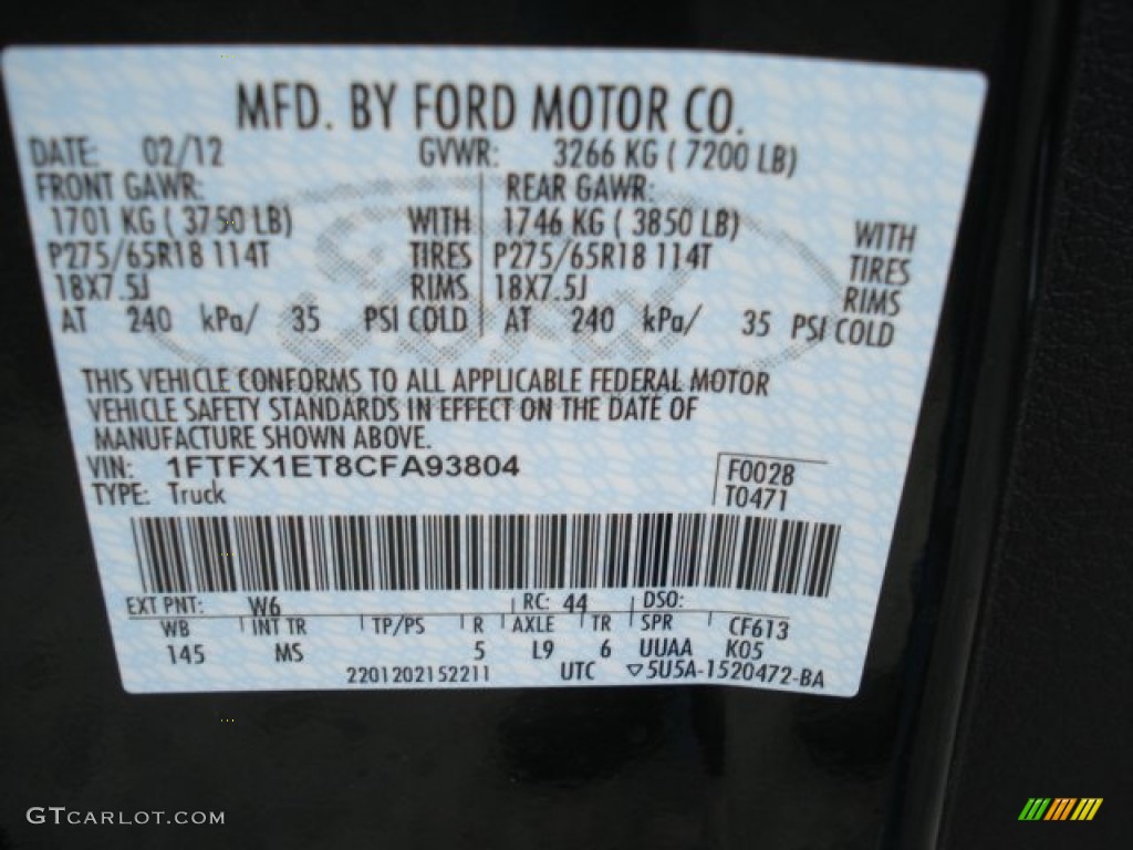 2012 F150 Color Code W6 for Green Gem Metallic Photo #61775006